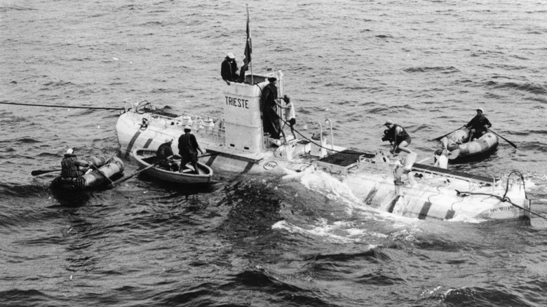 Trieste submersible reaches the surface