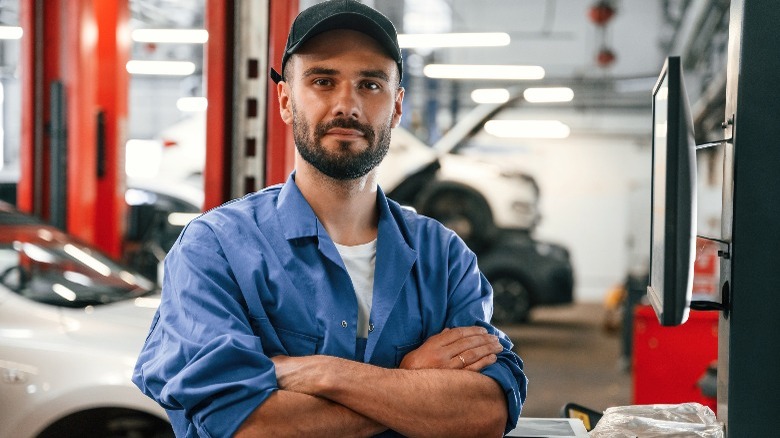 auto mechanic in a garage