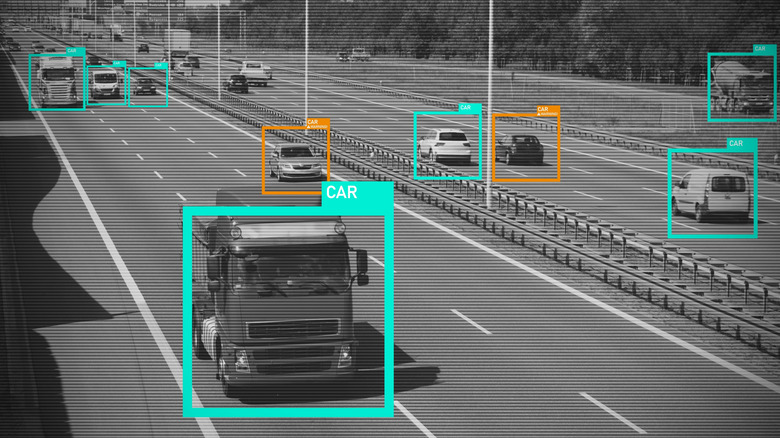 A traffic sensor monitoring road traffic.