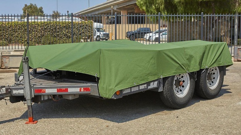 Trailer with a tarp covering it