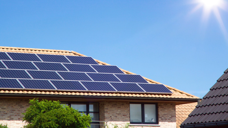 Solar panels on roof