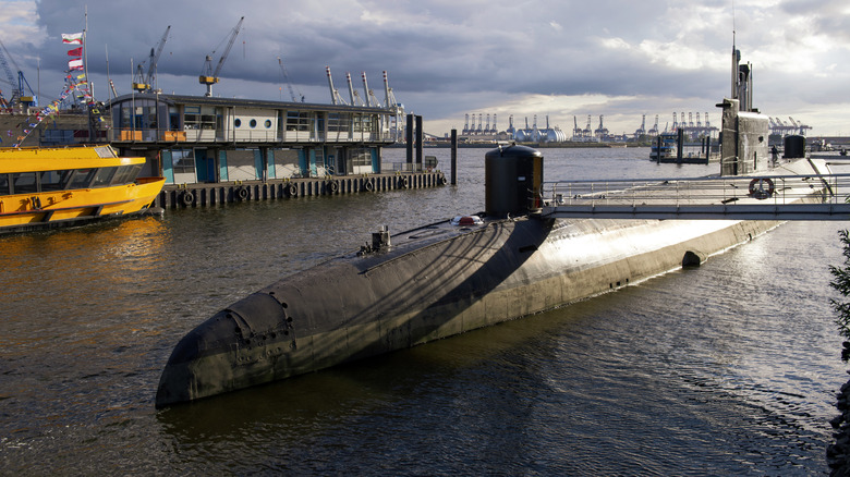 A Submarine on the river Elbe, at Port of Hamburg, Hamburg