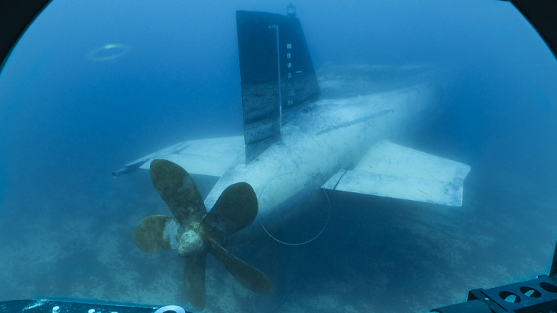 Submerged submarine tail