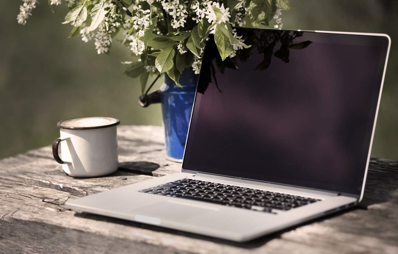 MacBook open on table