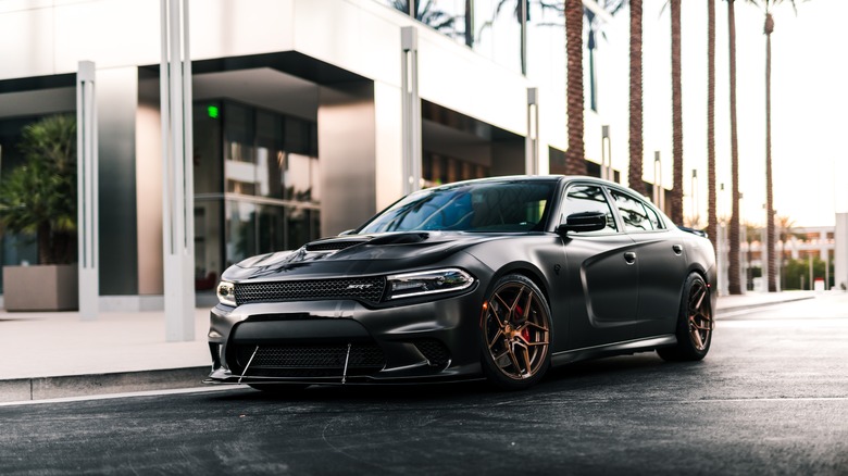 Black Dodge Hellcat outdoor