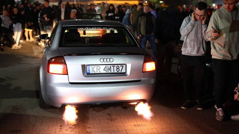 Car exhaust shooting flames