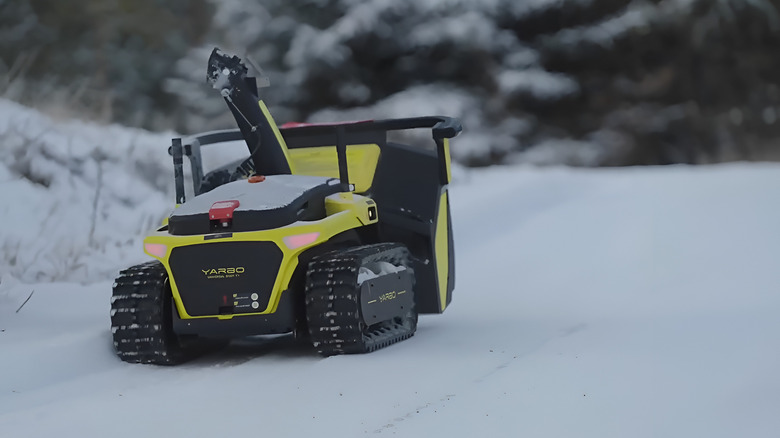 Yarbo snow blower on a slope