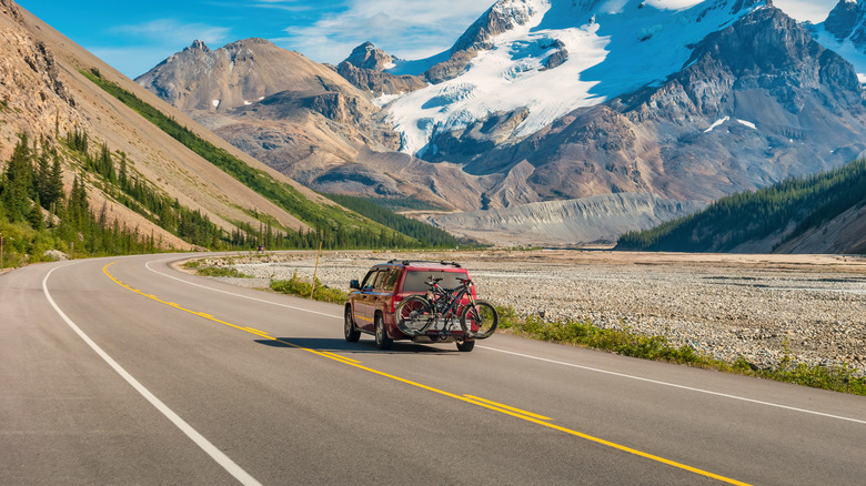 Car on mountain highway