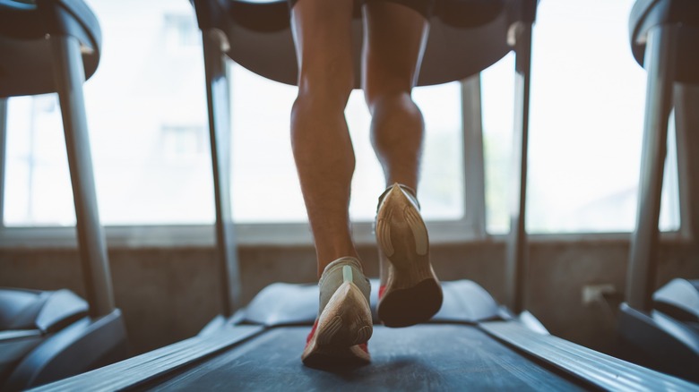 person running on a treadmill