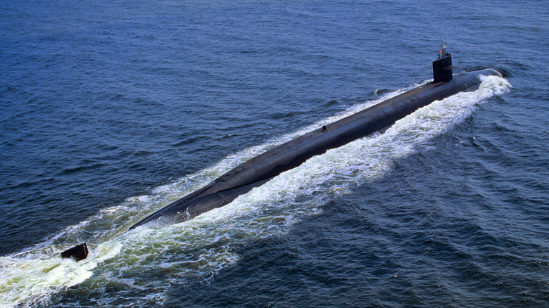 Ohio-class submarine sailing on the surface