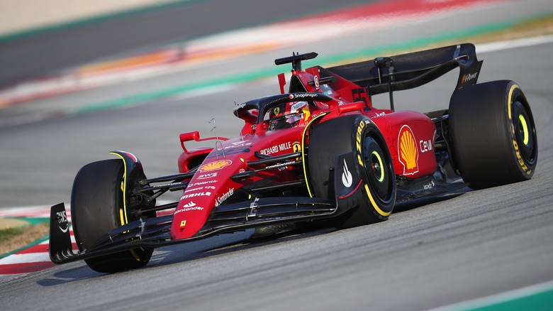 Ferrari driving on Formula One track