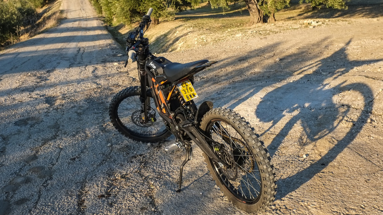 Surron e-bike on dirt road