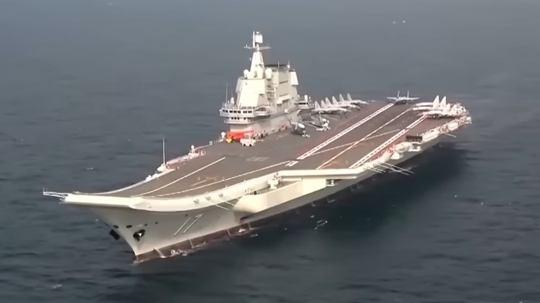 Chinese aircraft carrier Shandong underway