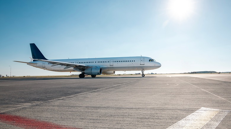 Commercial airplane during taxiing