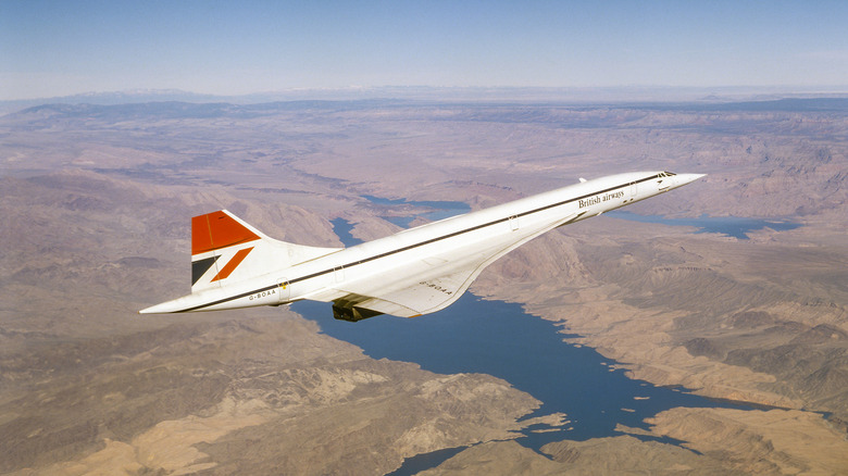 British Airways Concorde supersonic airplane in flight