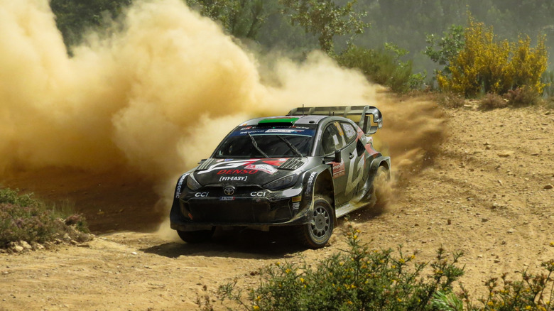 Yaris WRC rally car on off-road track