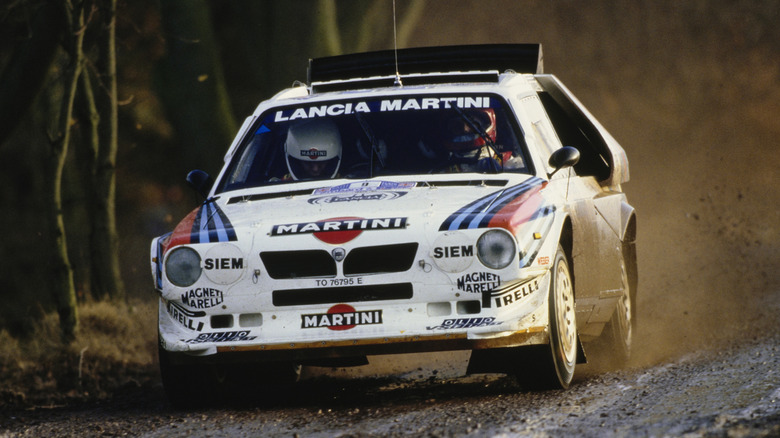 Lancia Delta S4 on racing on rally track