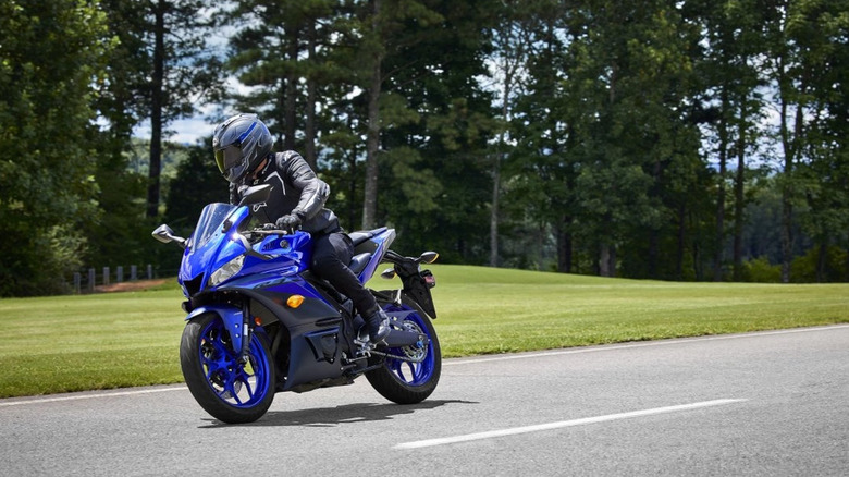 person riding Yamaha YZF-R3