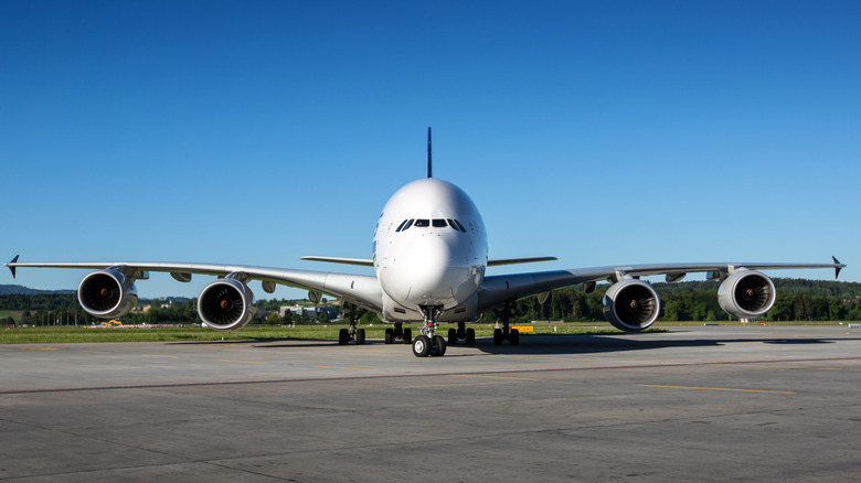 Airbus A380 on the runway