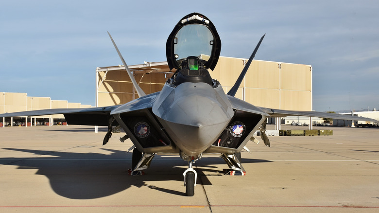 Landed F-22 front view