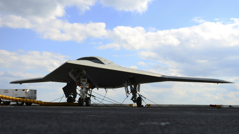 X-47B drone on aircraft carrier