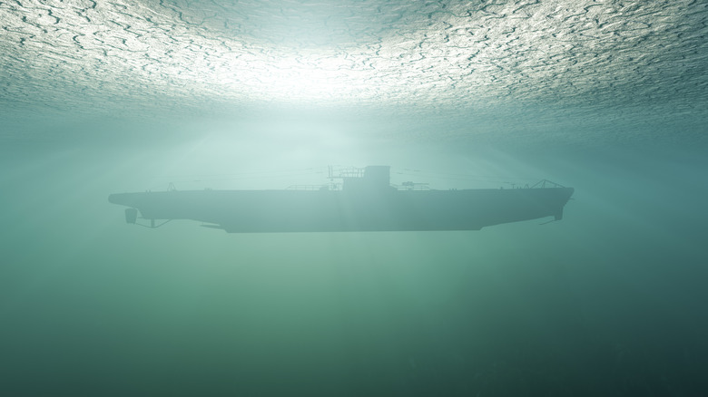 Submarine in murky water