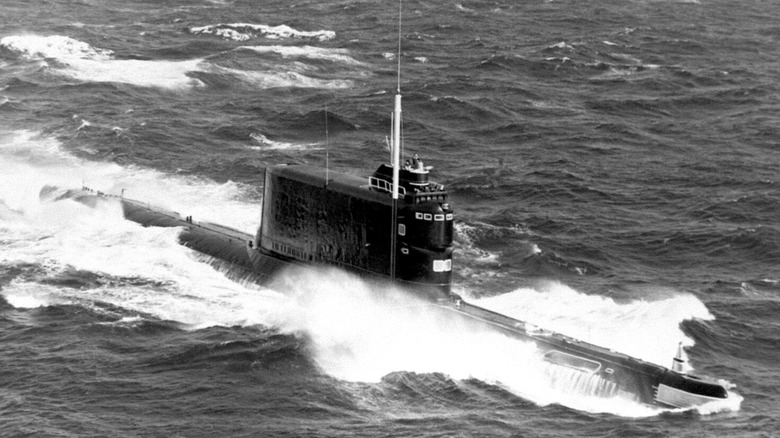 Golf II class submarine under way