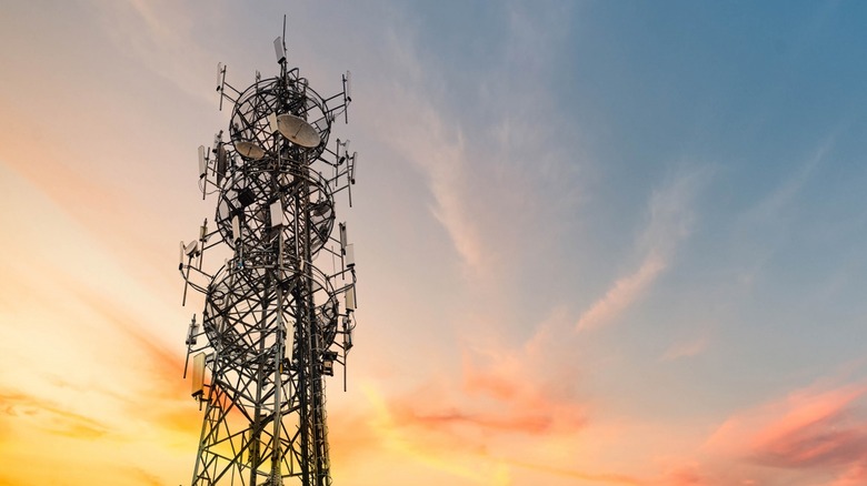 Mobile tower at sunset