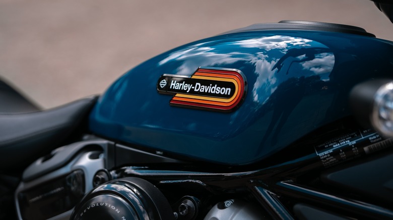 Harley-Davidson motorcycle logo close-up on a Nightster