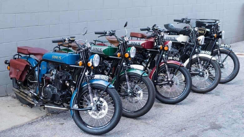 Janus motorcycles parked 