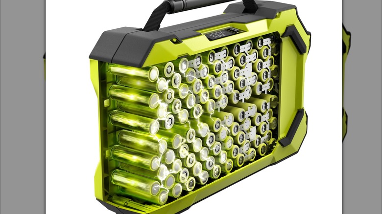 80V Ryobi Lithium-Ion battery detail