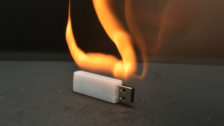 Thumb drive on fire