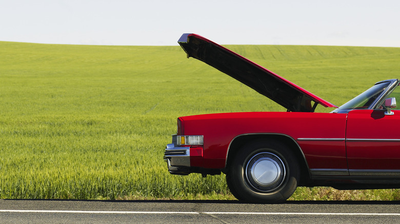 Car engine hood up