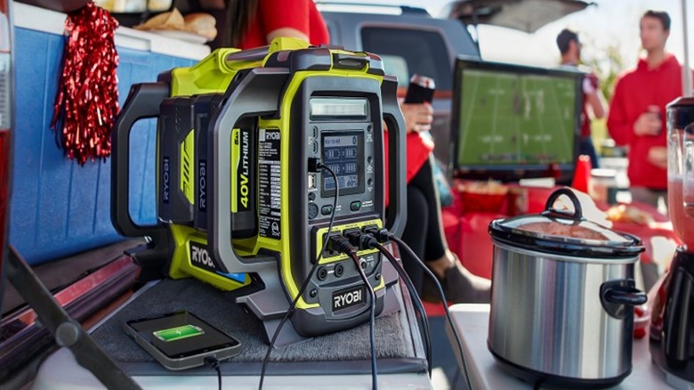 generator being used at tailgating party