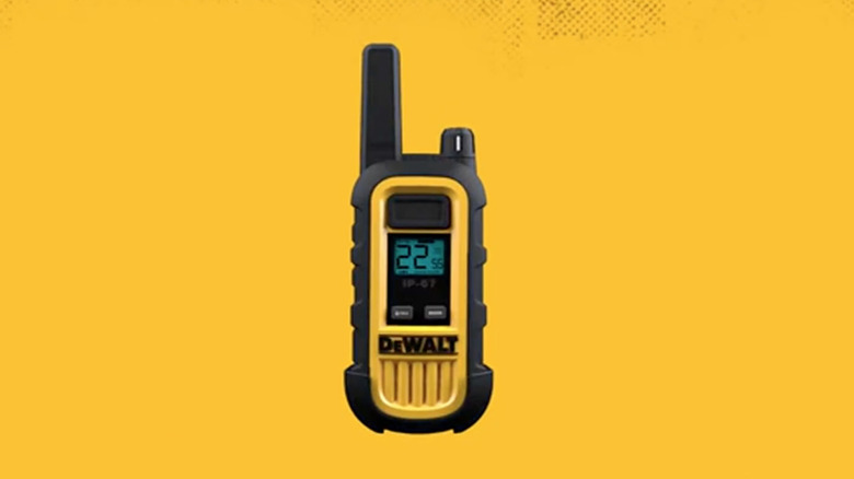 DeWalt Walkie-Talkie displayed with yellow background