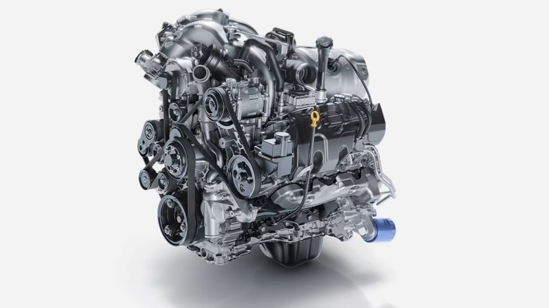 Studio photo of the 6.6-liter Duramax turbo diesel V8 engine