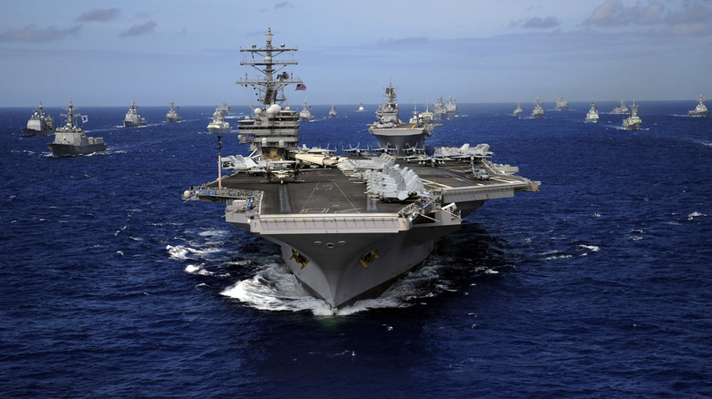 USS Ronald Reagan leading ships