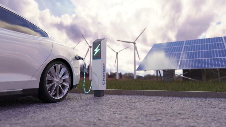 EV at solar-powered charging station