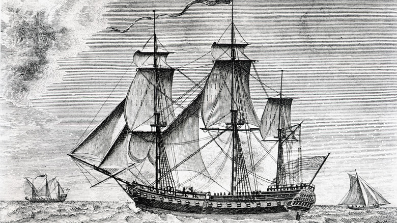 1800s frigate drawing