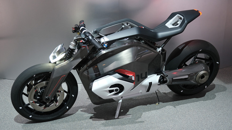 An electric motorcycle parked