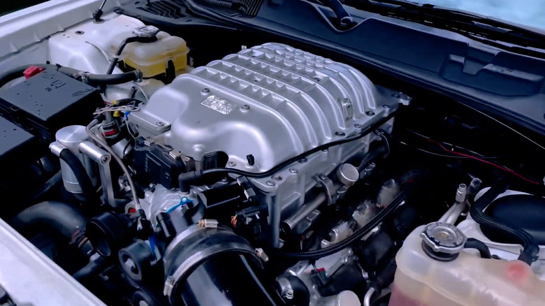 Supercharged 6.4 HEMI under the hood