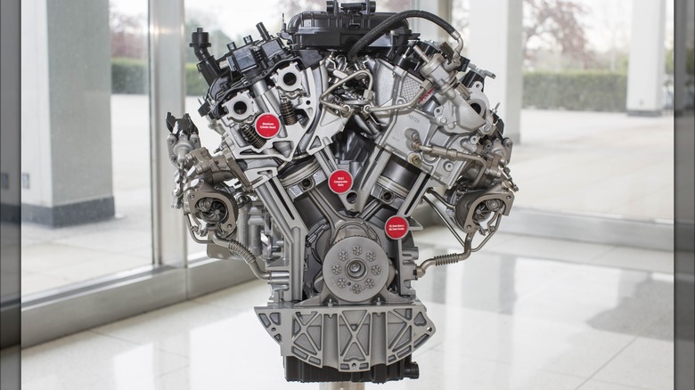 Ford 3.5L EcoBoost V6b engine on display