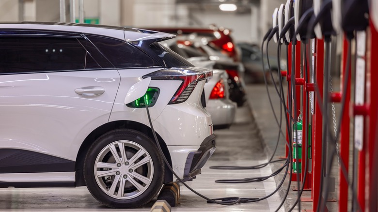 Electric vehicle charging at charging station