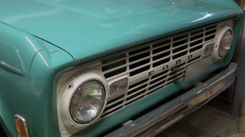 The front of a 1966 Ford Bronco U13 found on American Pickers.