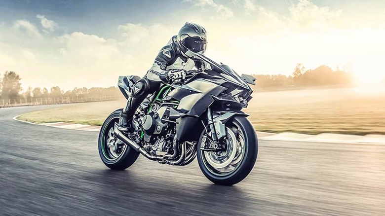 person riding Kawasaki Ninja H2R ABS