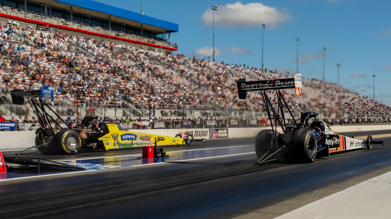 Two Top Fuel Dragsters side by side