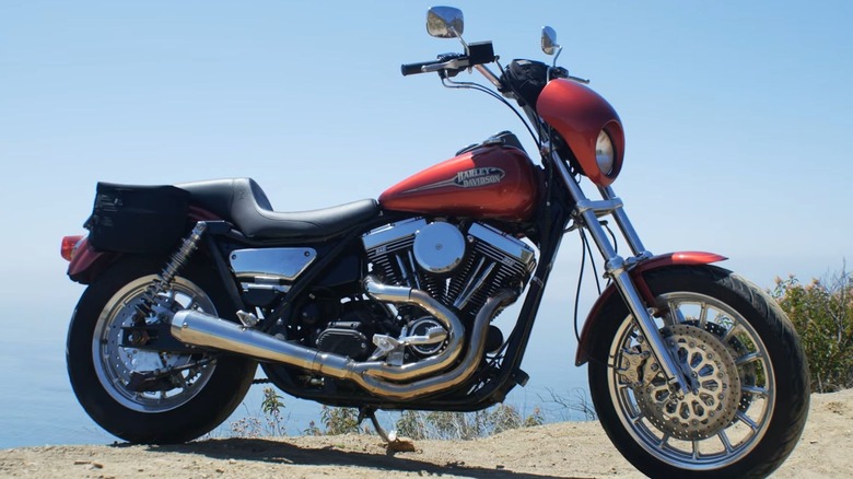 1992 Harley-Davidson FXR parked on the side a road