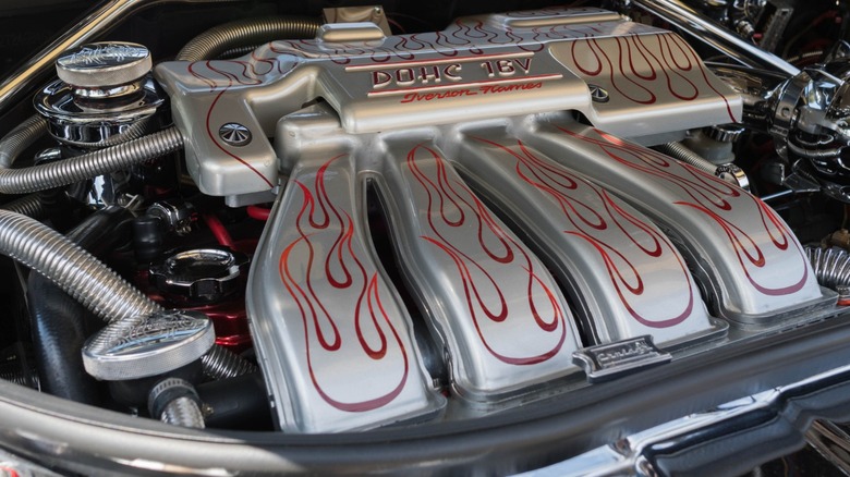 PT Cruiser engine with flame decals