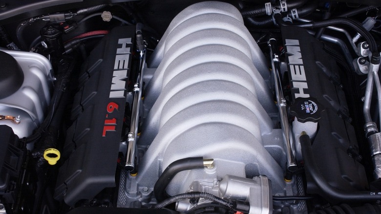 Shot of the HEMI 6.1L V8 engine