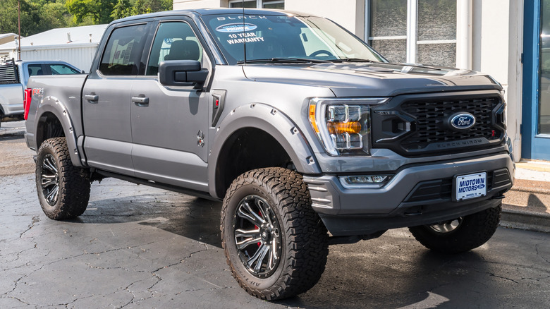 Side view of silver Ford Black Widow